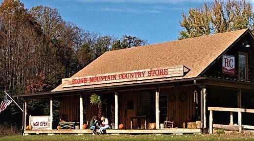 Front porch at the Stone Mountain Country Store.