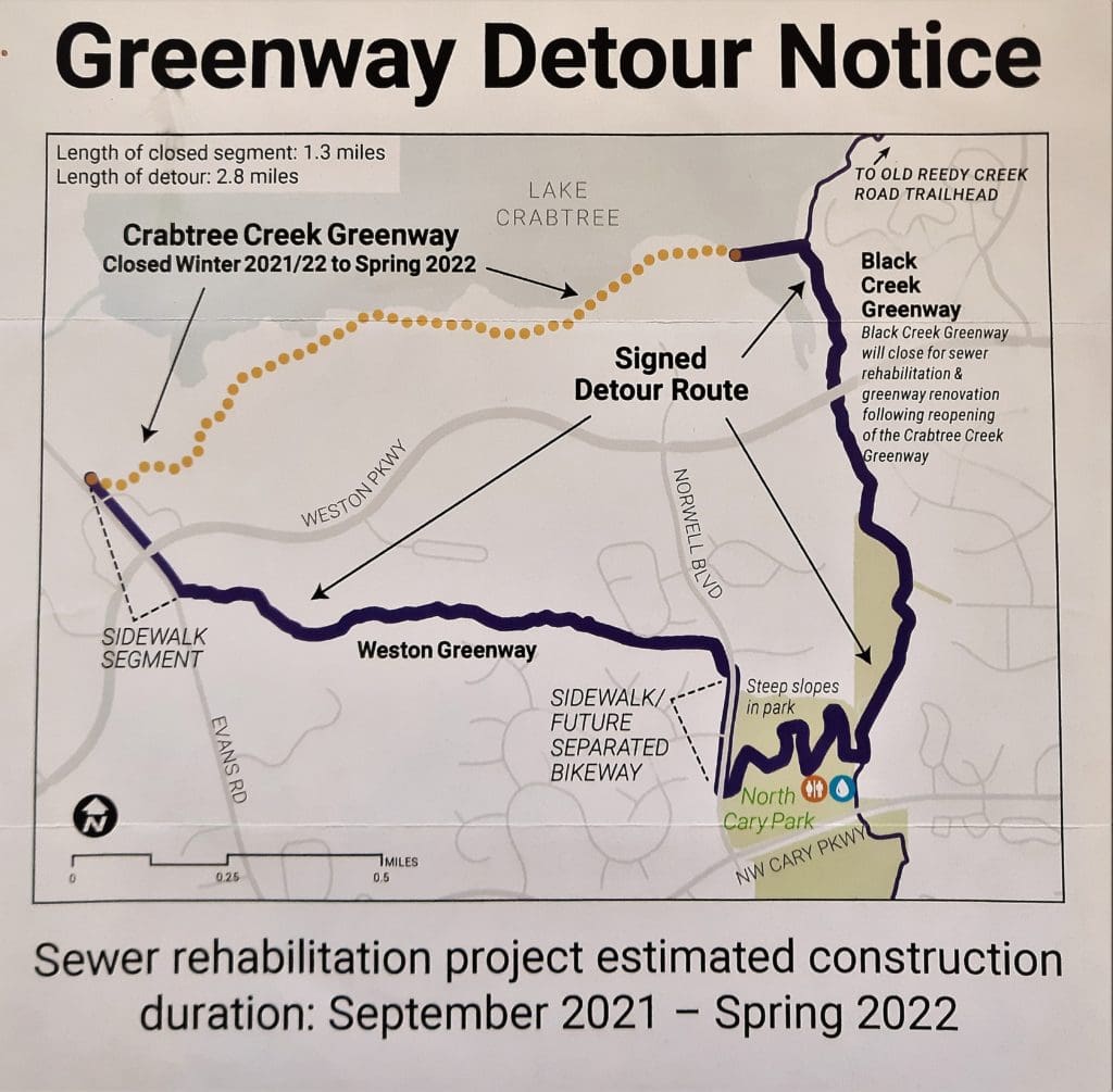 Greenway detour routes during rehabilitation project.