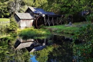 Mabry Mill, on the Blue Ridge Parkway, is a good example of a mill from the 1800's.