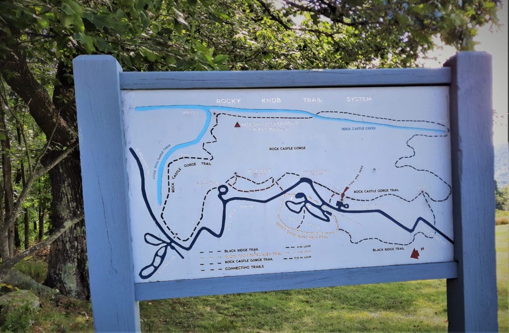 Map of the Rocky Knob Trails near the Gorge overlook