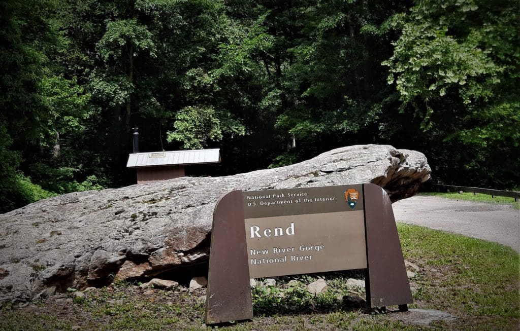 Rend Trail trailhead in New River Gorge National Park.