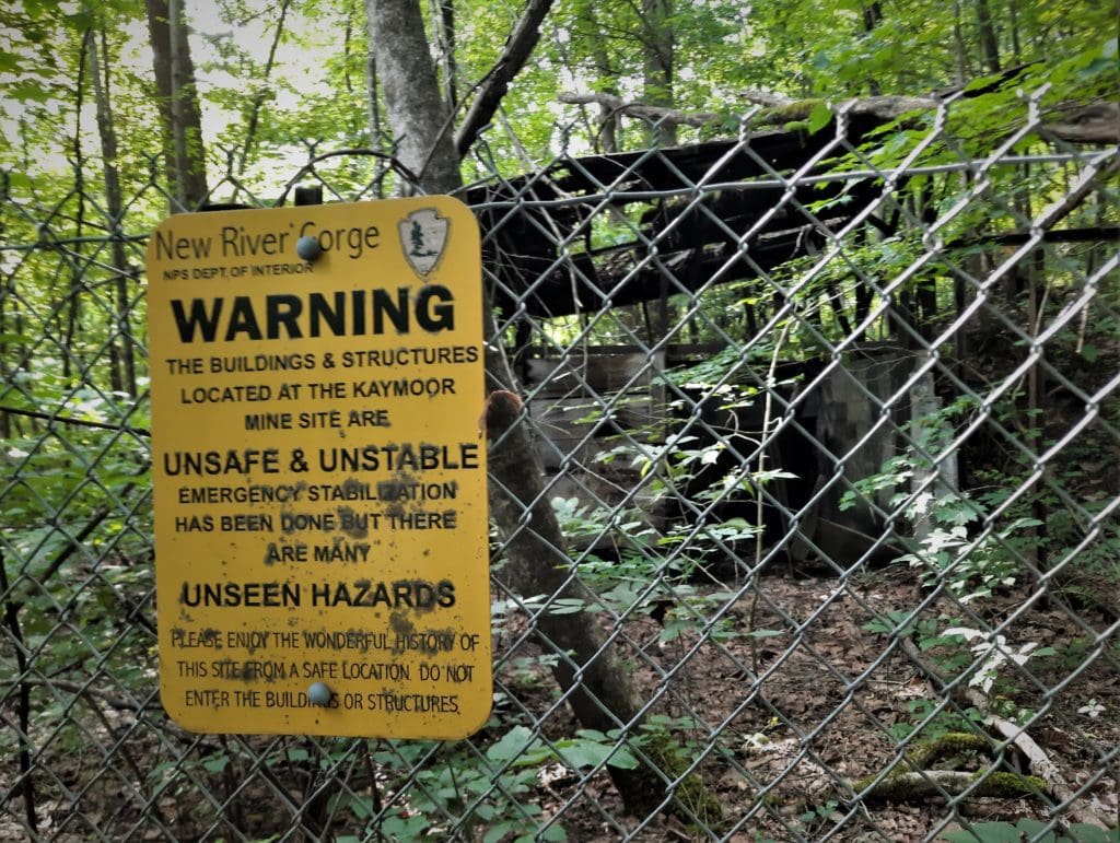 Some of the old mine works are surrounded by fencing for the safety of visitors.