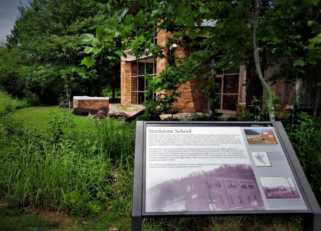 Historic information at the Sandstone Visitor Center.