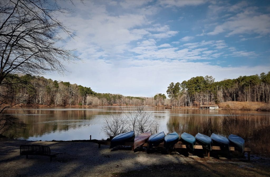 The canoe launch at Umstead State Park.