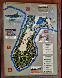 Map on the kiosk at Penny's Bend.