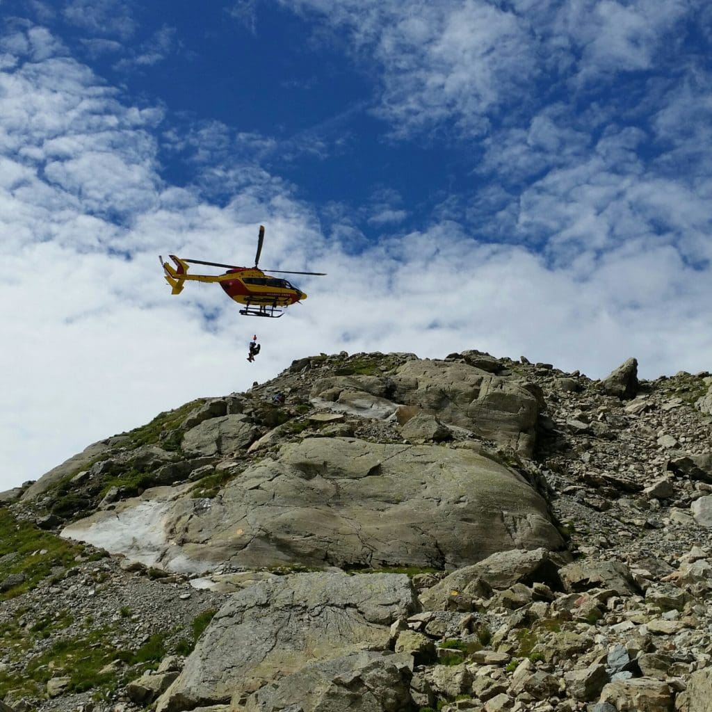 Helicopter rescue on a G Adventures hike in the Mont Blanc area.