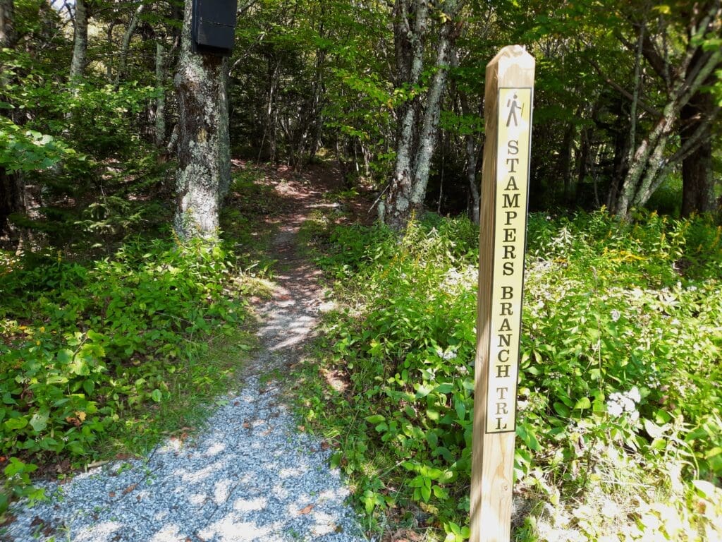 Trailhead for the Stampers Branch Trail.