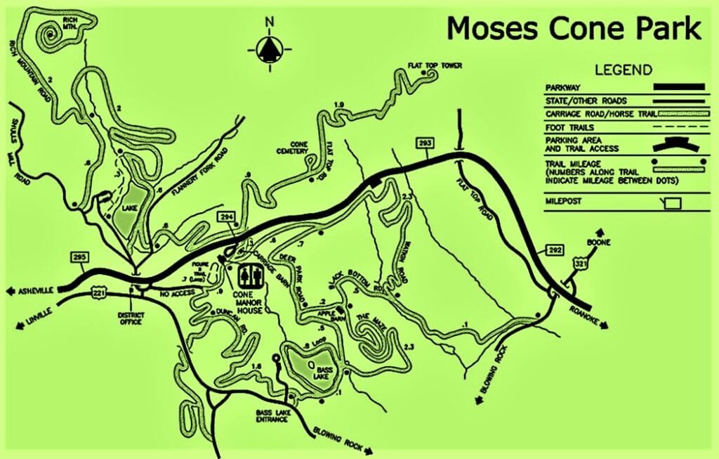 Moses H. Cone Memorial Park Trail Map