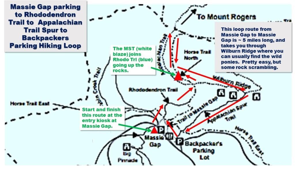 The hiking routes I covered on my first day at the Park.