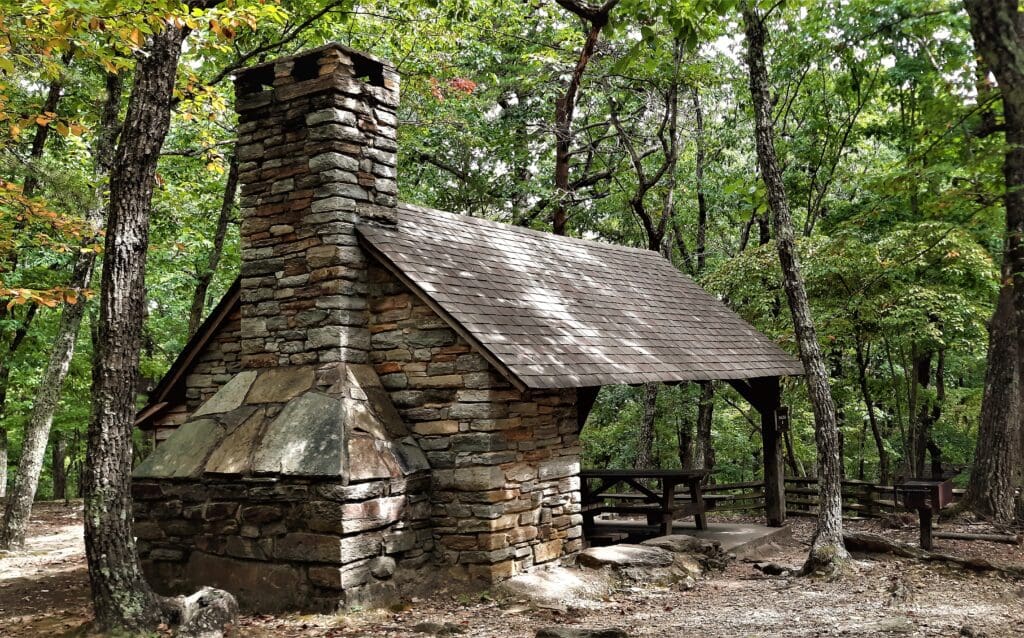 One of the CCC-built picnic shelters at Hanging Rock.
