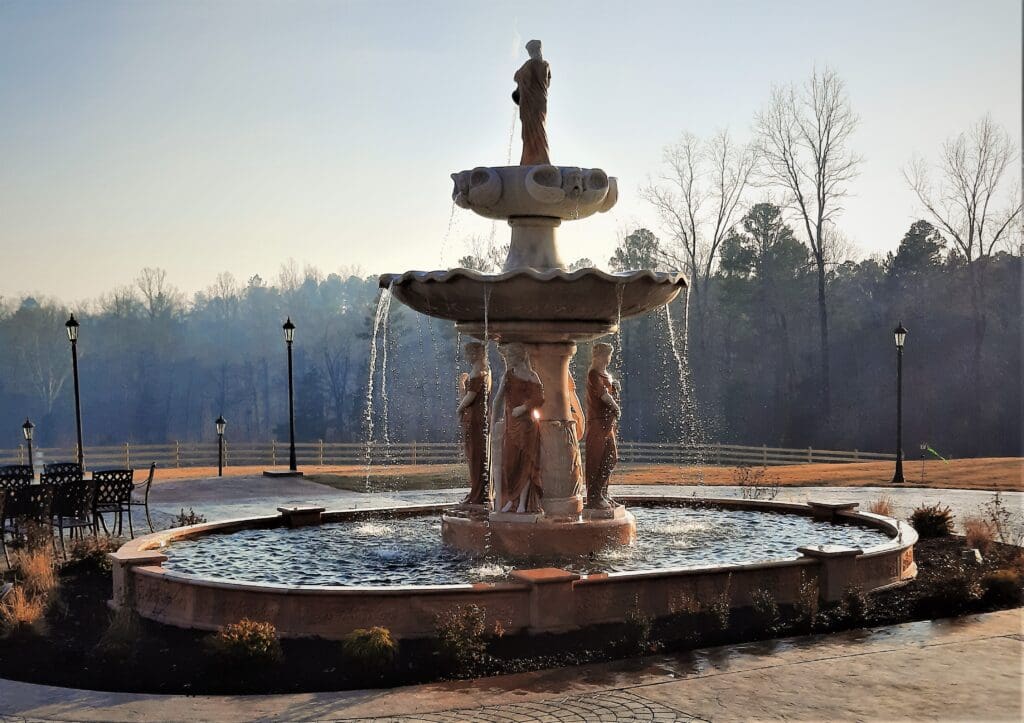Fountain at the Zinc House winery and brewery
