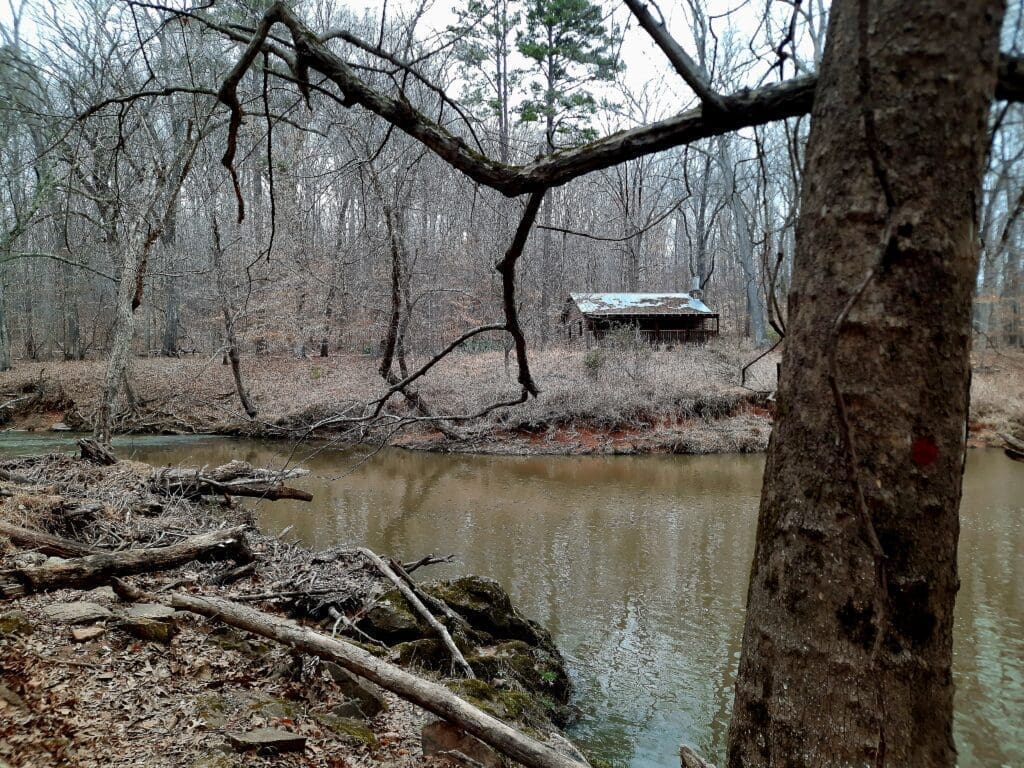 Old cabin across the river from the Eno Trace Trail.