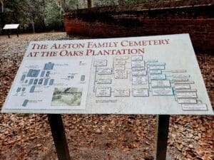 Alston family tree chart outside the cemetery walls.