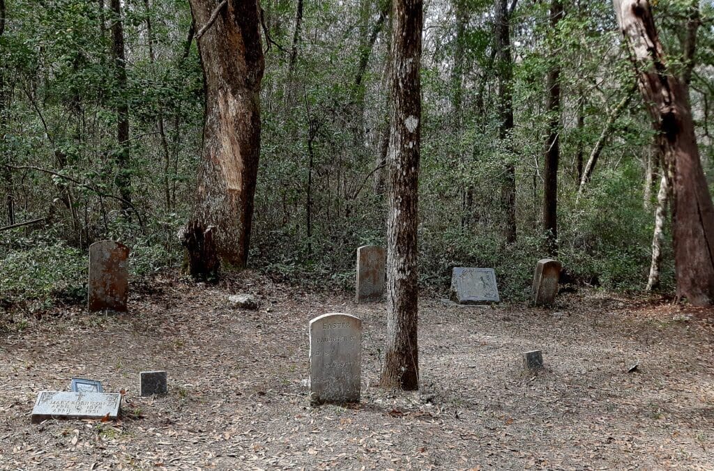 Some of the visible headstones from the slave cemetery.