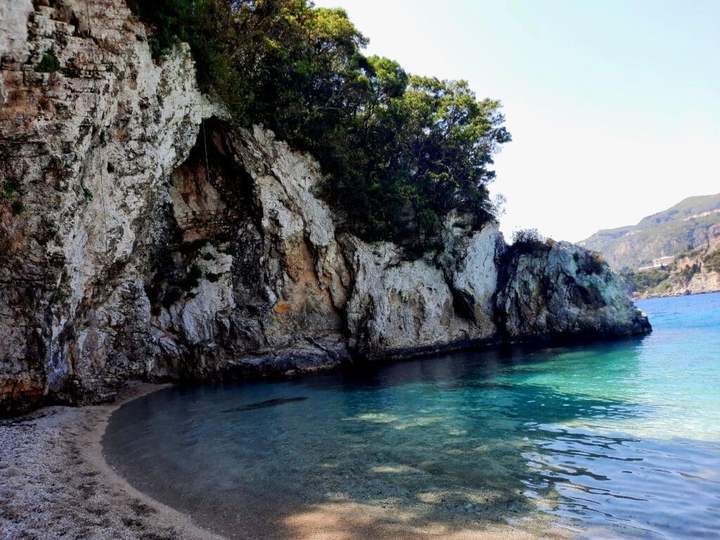 A secluded swimming cove on Corfu.