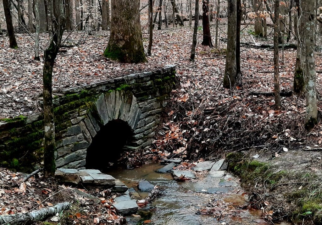 Old stone culvert along the trail.