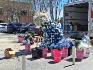 Designers finishing up for the show.